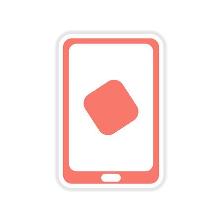 paper sticker on white  background mobile phoneのイラスト素材