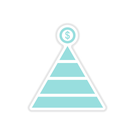 paper sticker on white  background financial pyramidのイラスト素材