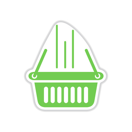 paper sticker on white  background basket shopのイラスト素材