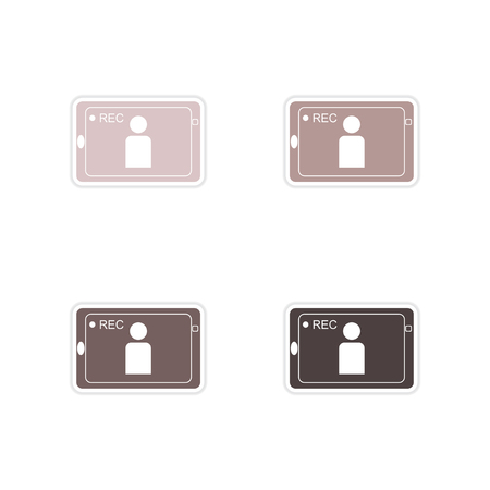 Set of paper stickers on white  background mobile phone videoのイラスト素材