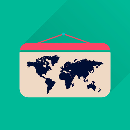 Flat icon with long  shadow World mapのイラスト素材