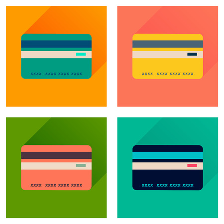 Concept of flat icons with long  shadow bank cardのイラスト素材