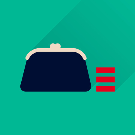 Flat icon with long  shadow coin purseのイラスト素材