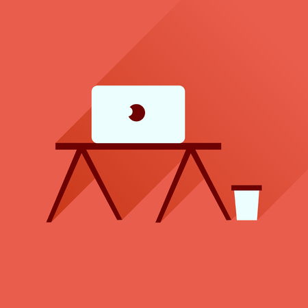Flat icon with long  shadow laptop tableのイラスト素材