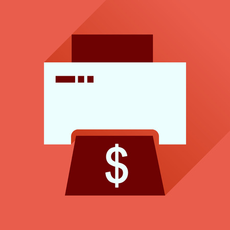 Flat icon with long  shadow money printingのイラスト素材