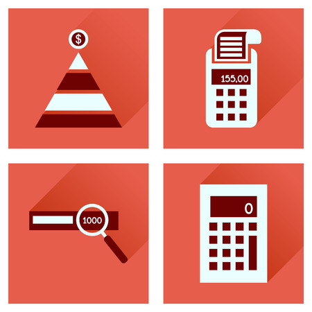Concept of flat icons with long  shadow financeのイラスト素材