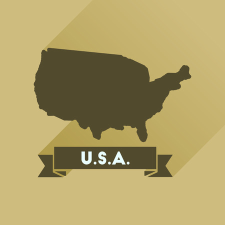 Flat icon with long  shadow united states mapのイラスト素材