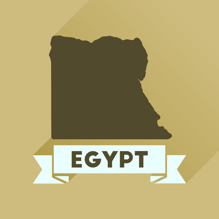 Flat icon with long  shadow map of Egyptのイラスト素材