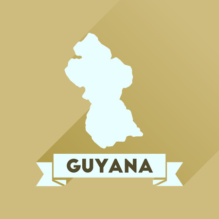 Flat icon with long  shadow Guyana mapのイラスト素材