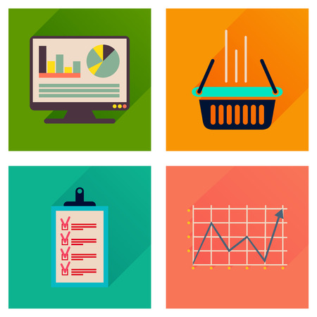 Concept flat icons with long  shadow bankingのイラスト素材