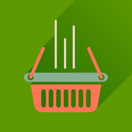 Flat icon with long  shadow shopping basketのイラスト素材