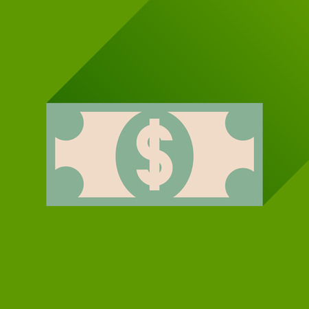Flat icon with long  shadow dollar banknoteのイラスト素材