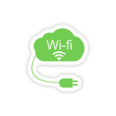 paper sticker on white background  Wi fi cloudのイラスト素材