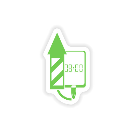 paper sticker on white background  Mobile Phone alarm clockのイラスト素材