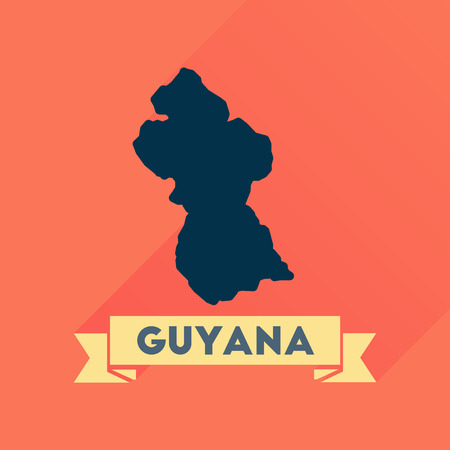 Flat icon with long  shadow Guyana mapのイラスト素材