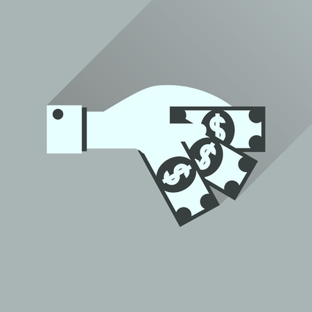 Flat icon with long  shadow money in handのイラスト素材