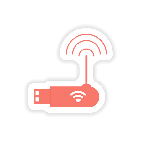 paper sticker on white background   Wi-Fi routerのイラスト素材