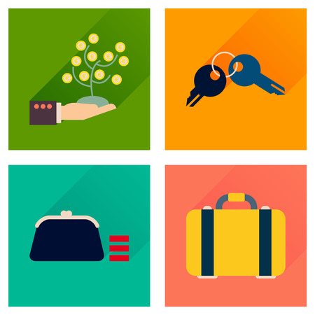 Concept of flat icons with long  shadow businessのイラスト素材