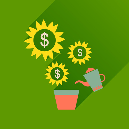 Flat icon with long  shadow Money Treeのイラスト素材