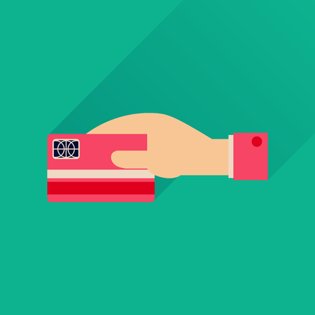 Flat icon with long  shadow bank card handのイラスト素材