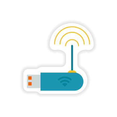 paper sticker on white background   Wi-Fi routerのイラスト素材