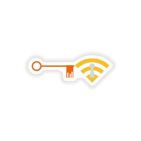 paper sticker on white background  Wi fi keyのイラスト素材