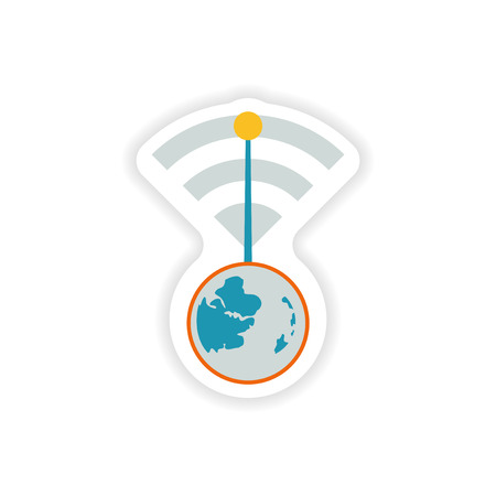 paper sticker on white background   Wi-Fi routerのイラスト素材