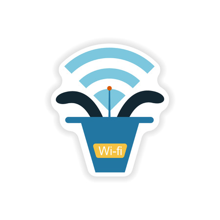 paper sticker on white background  Wi-Fi routerのイラスト素材