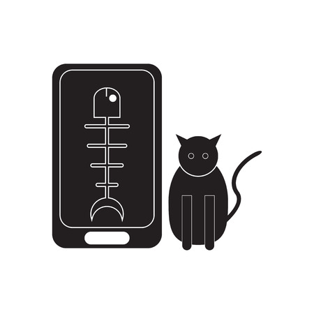 Flat icon in black and  white mobile phoneのイラスト素材