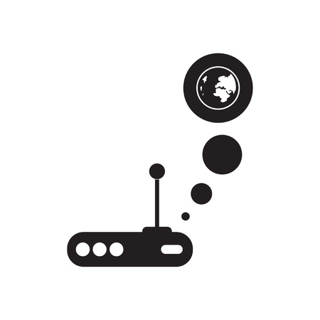 Flat icon in black and white  Wi fi modemのイラスト素材