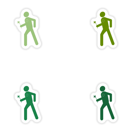 Set of paper stickers on white background  man with flowerのイラスト素材