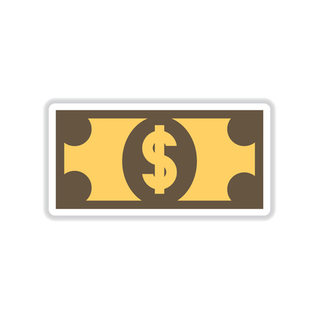 paper sticker on white  background dollar banknoteのイラスト素材