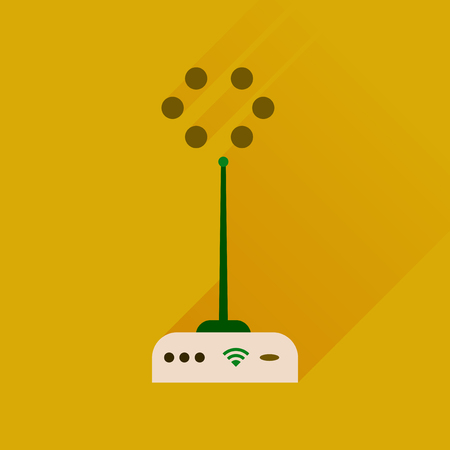 Flat icon with long shadow  Wi fi modemのイラスト素材