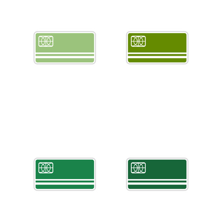 Set of paper stickers on white  background bank cardのイラスト素材