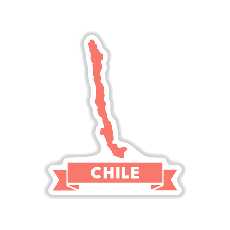 paper sticker on white  background Chile mapのイラスト素材
