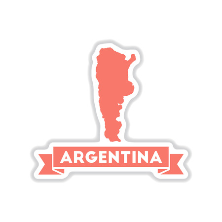 paper sticker on white  background map of Argentinaのイラスト素材