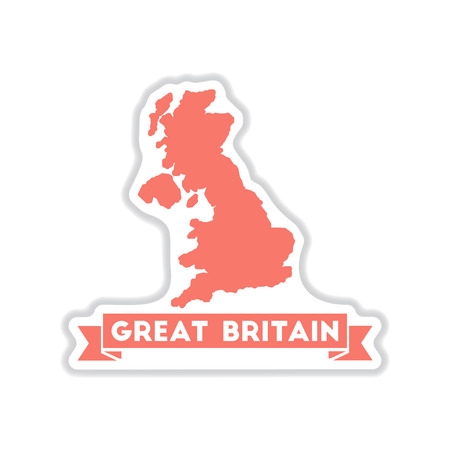 paper sticker on white  background map of Great Britainのイラスト素材