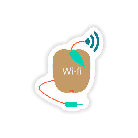 paper sticker on white background   Wi Fi routerのイラスト素材