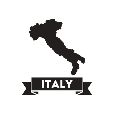 Flat icon in black and  white Italy mapのイラスト素材