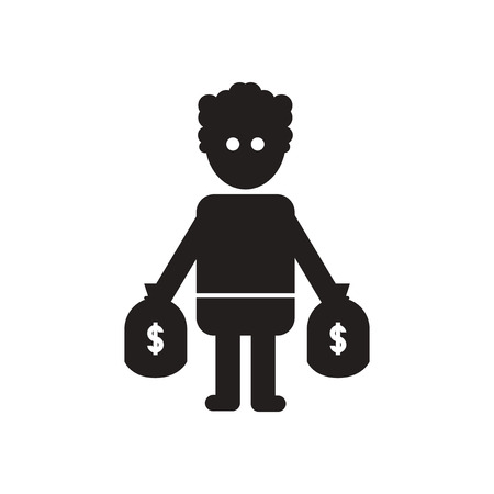 Flat icon in black and  white man bags of moneyのイラスト素材