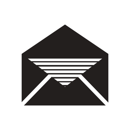 Flat icon in black and  white envelope letterのイラスト素材