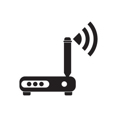 Flat icon in black and white  Wi fi modemのイラスト素材