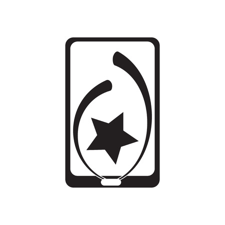 Flat icon in black and  white mobile appのイラスト素材