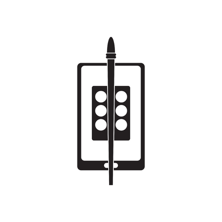 Flat icon in black and  white mobile appのイラスト素材