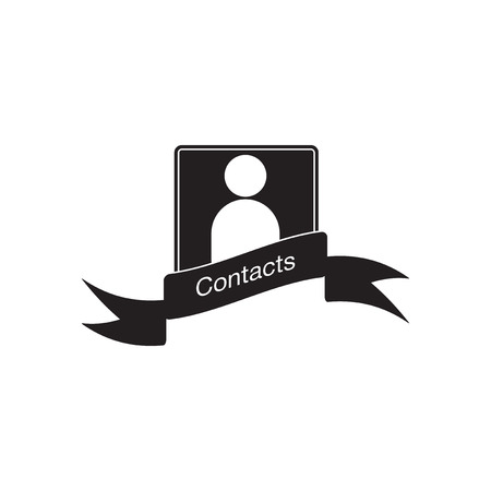 Flat icon in black and  white mobile contactsのイラスト素材