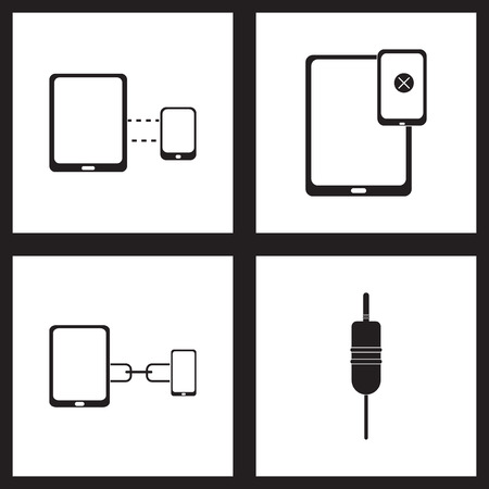 Concept flat icons in black and  white  mobile applicationsのイラスト素材