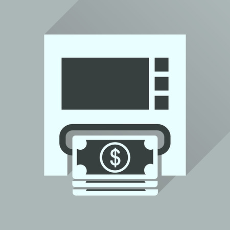 Flat icon with long  shadow ATM cashのイラスト素材