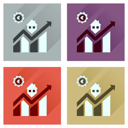 Concept flat icons with long  shadow schedule of  salesのイラスト素材