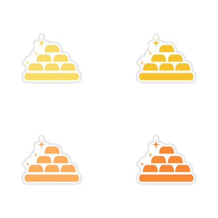 Set of paper stickers on white  background gold barsのイラスト素材