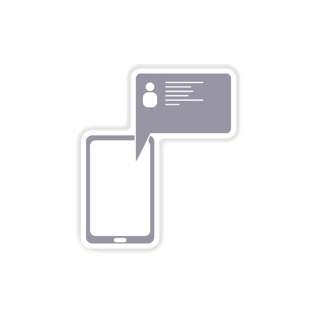 paper sticker on white  background cell phone messageのイラスト素材